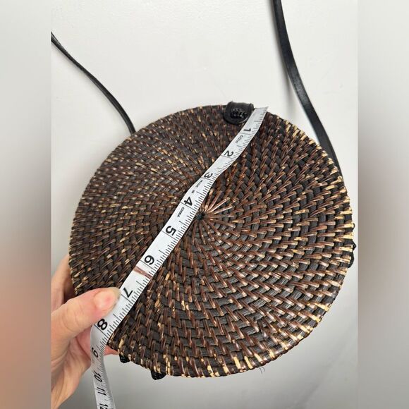 Woven‎ Round Rattan Bag Wicker Straw Purse Crossbody Brown Tropical Boho - Picture 4 of 17